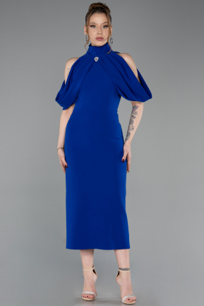 Sax Blue Midi Party Dress ABK2517