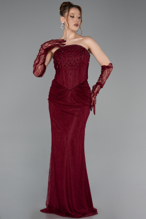 Long Burgundy Dantelle Evening Dress ABU6089