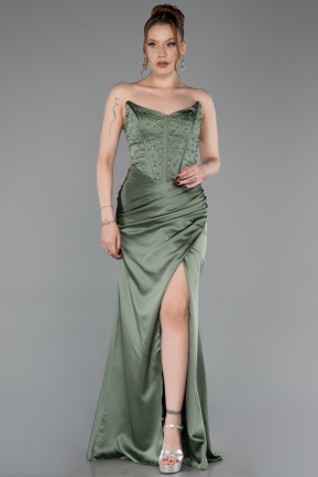 Long Turquoise Satin Prom Gown ABU6091