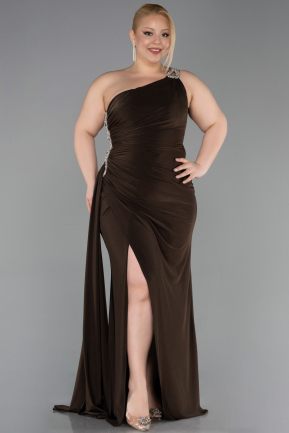 Brown Long Plus Size Evening Dress ABU3132