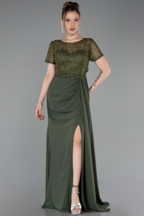 Long Olive Drab Dantelle Evening Dress ABU6100
