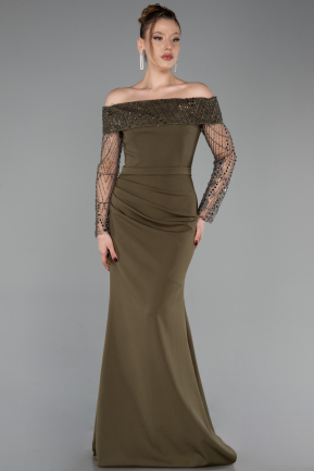 Long Olive Drab Evening Dress ABU6101