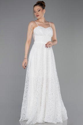 Long White Evening Dress ABU6108