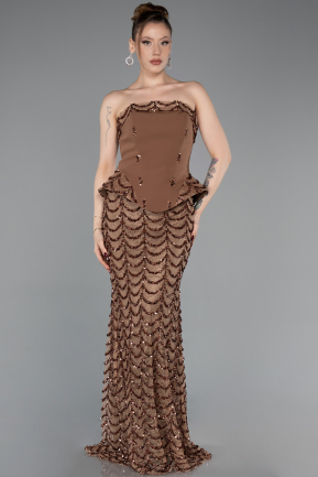 Copper Long Scaly Evening Dress ABU5919