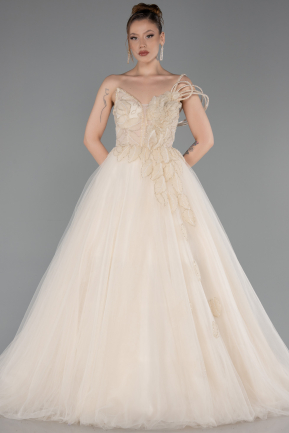 Long Beige Evening Dress ABU6113