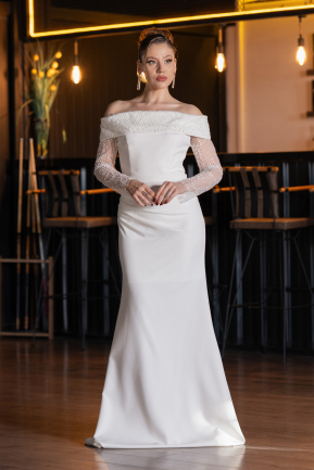 Long White Evening Dress ABU6101