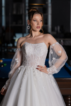 Long White Wedding Dress ABG189