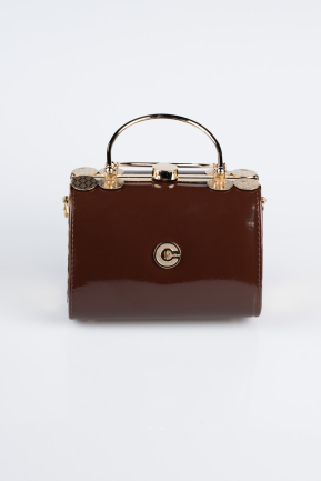 Brown Patent Leather Evening Bag KC170