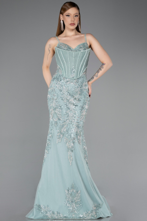 Long Mint Plus Size Engagement Dress ABU6132