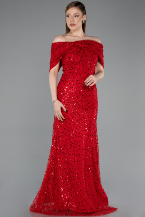 Long Red Dantelle Prom Gown ABU6119