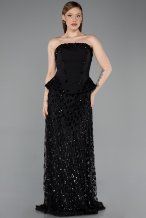 Long Black Scaly Evening Dress ABU6124