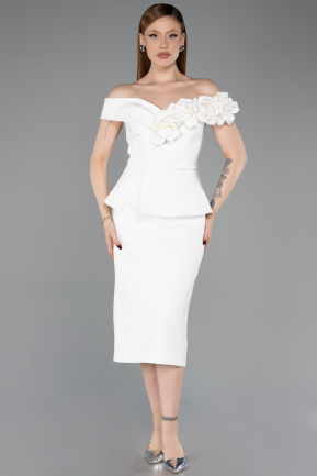 Midi White Party Dress ABK2615