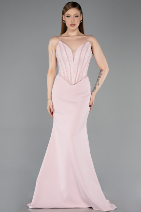 Powder Color Long Evening Dress ABU5568