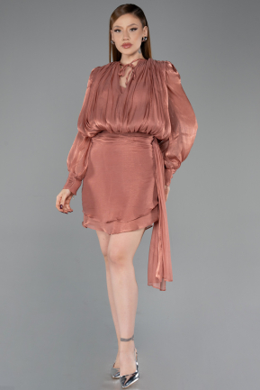 Mini Light Brown Chiffon Cocktail Dress ABK2617