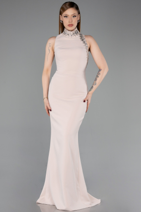 Long Beige Mermaid Evening Gown ABU6128