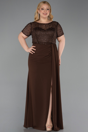 Long Brown Dantelle Plus Size Evening Dress ABU6102