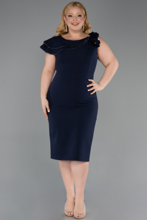 Midi Navy Blue Plus Size Cocktail Dress ABK2618