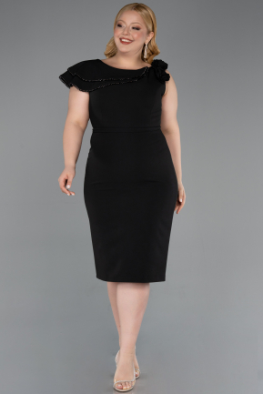 Midi Black Plus Size Cocktail Dress ABK2618