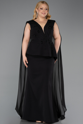 Long Black Plus Size Evening Dress ABU5955