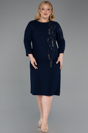 Midi Navy Blue Plus Size Cocktail Dress ABK2620