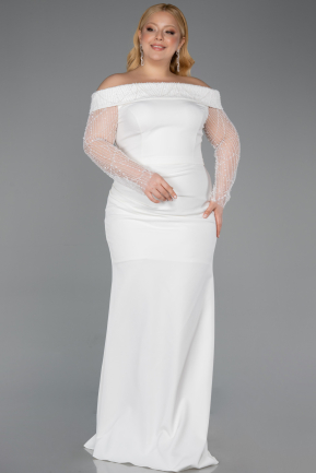 Long White Formal Plus Size Dress ABU6103