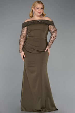 Long Olive Drab Formal Plus Size Dress ABU6103