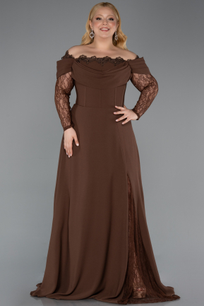 Long Brown Plus Size Evening Dress ABU6135