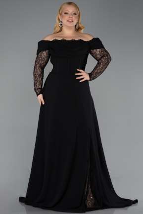 Long Black Plus Size Evening Dress ABU6135