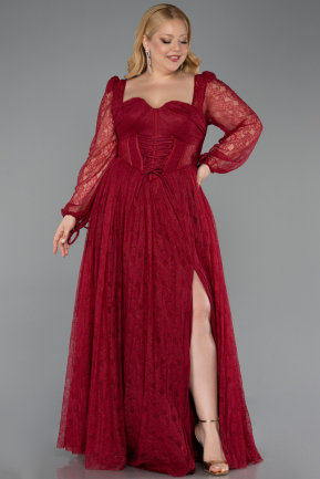 Long Burgundy Dantelle Formal Plus Size Dress ABU6131