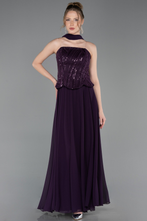 Long Purple Chiffon Evening Dress ABU6150