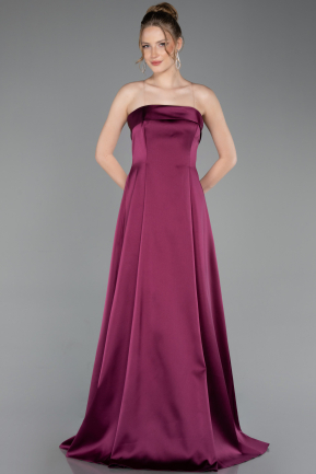 Plum Long Satin Evening Dress ABU5932