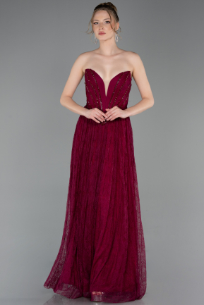 Long Plum Dantelle Prom Gown ABU6160