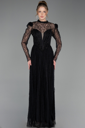 Long Black Dantelle Prom Gown ABU6160