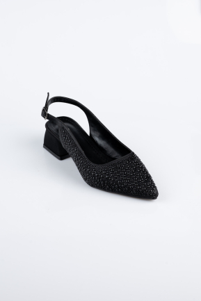 Black Beaded Evening Shoe AB2100