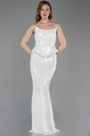White Long Mermaid Prom Dress ABU5721