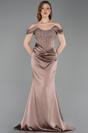 Long Bronze Satin Mermaid Prom Dress ABU6166