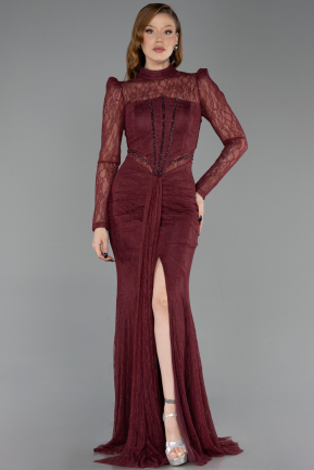 Long Burgundy Dantelle Evening Gown ABU6169