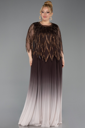 Brown Long Chiffon Plus Size Evening Gown ABU4633
