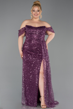 Plum Long Scaly Plus Size Engagement Dress ABU3579