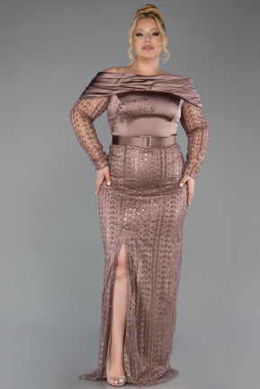 Long Copper Beaded Oversized Evening Dress ABU6187