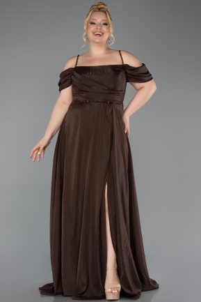 Long Brown Formal Plus Size Dress ABU6185