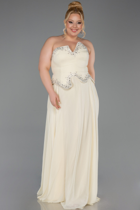 Long Yellow Chiffon Plus Size Evening Dress ABU6189