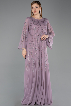 Long Lavender Chiffon Plus Size Evening Gown ABU6176