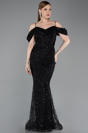 Long Black Beaded Evening Dress ABU6190