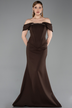 Brown Long Evening Dress ABU6002