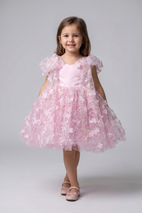 Short Powder Color Girl Dress ABK2629