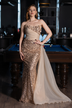 Long Gold Scaly Evening Dress ABU6173