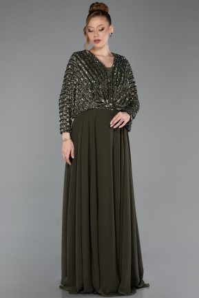 Olive Drab Long Chiffon Formal Plus Size Dress ABU5859