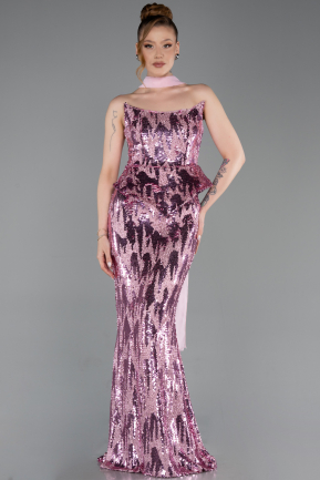 Long Powder Color Scaly Evening Dress ABU6202