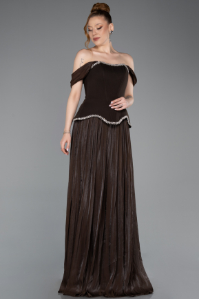 Long Brown Chiffon Evening Dress ABU6203